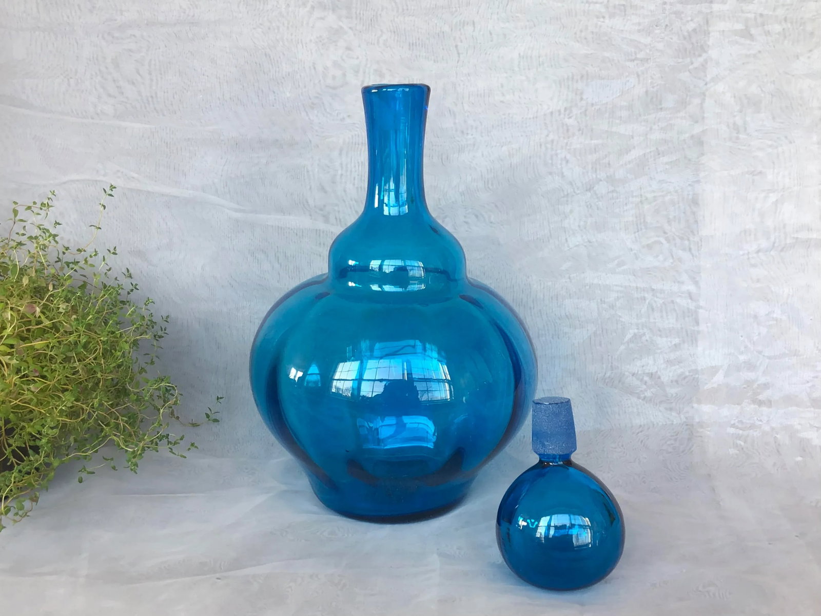 Mid Century Modern Hand Blown Art Glass Decanter - 11