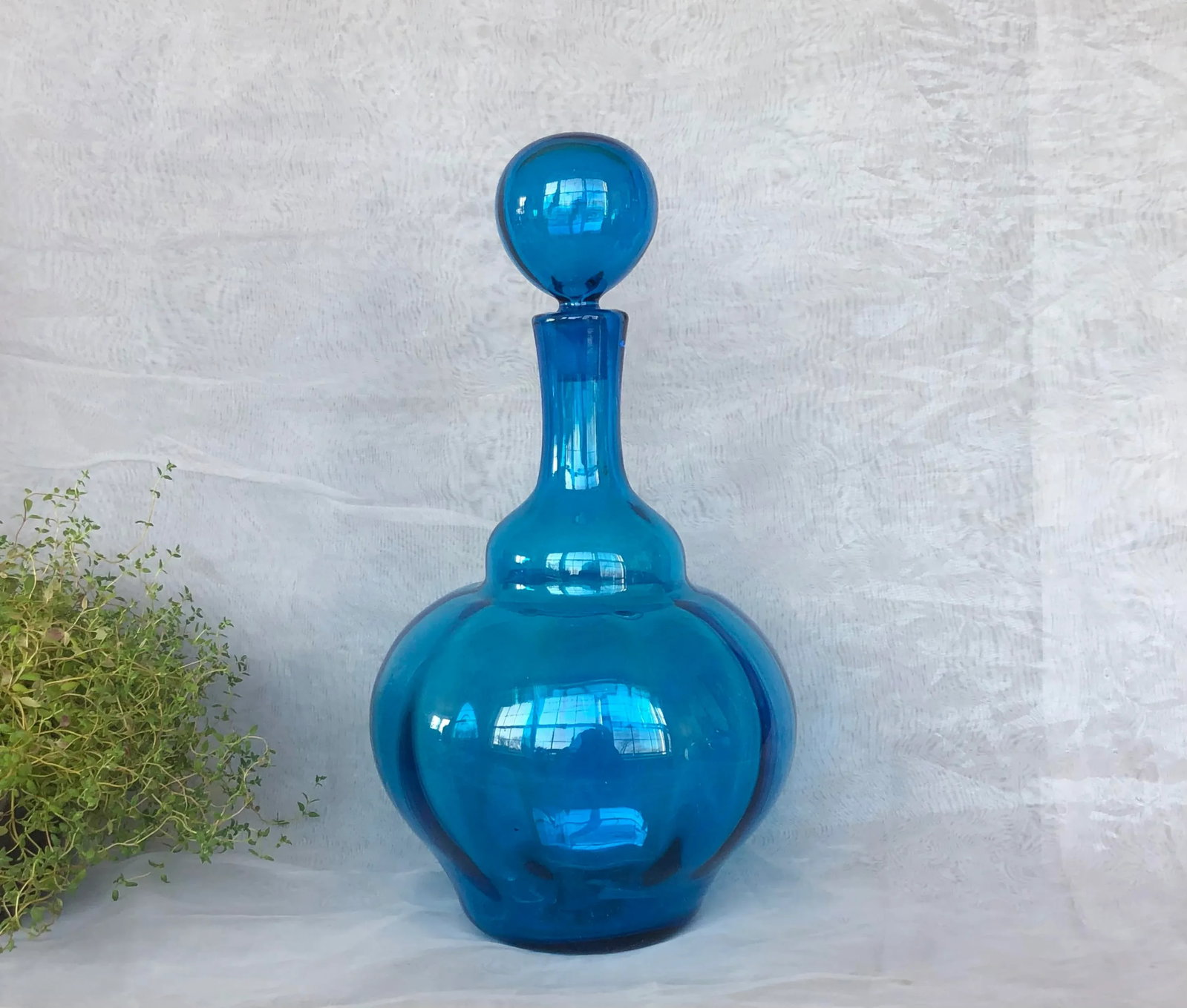 Mid Century Modern Hand Blown Art Glass Decanter - 2