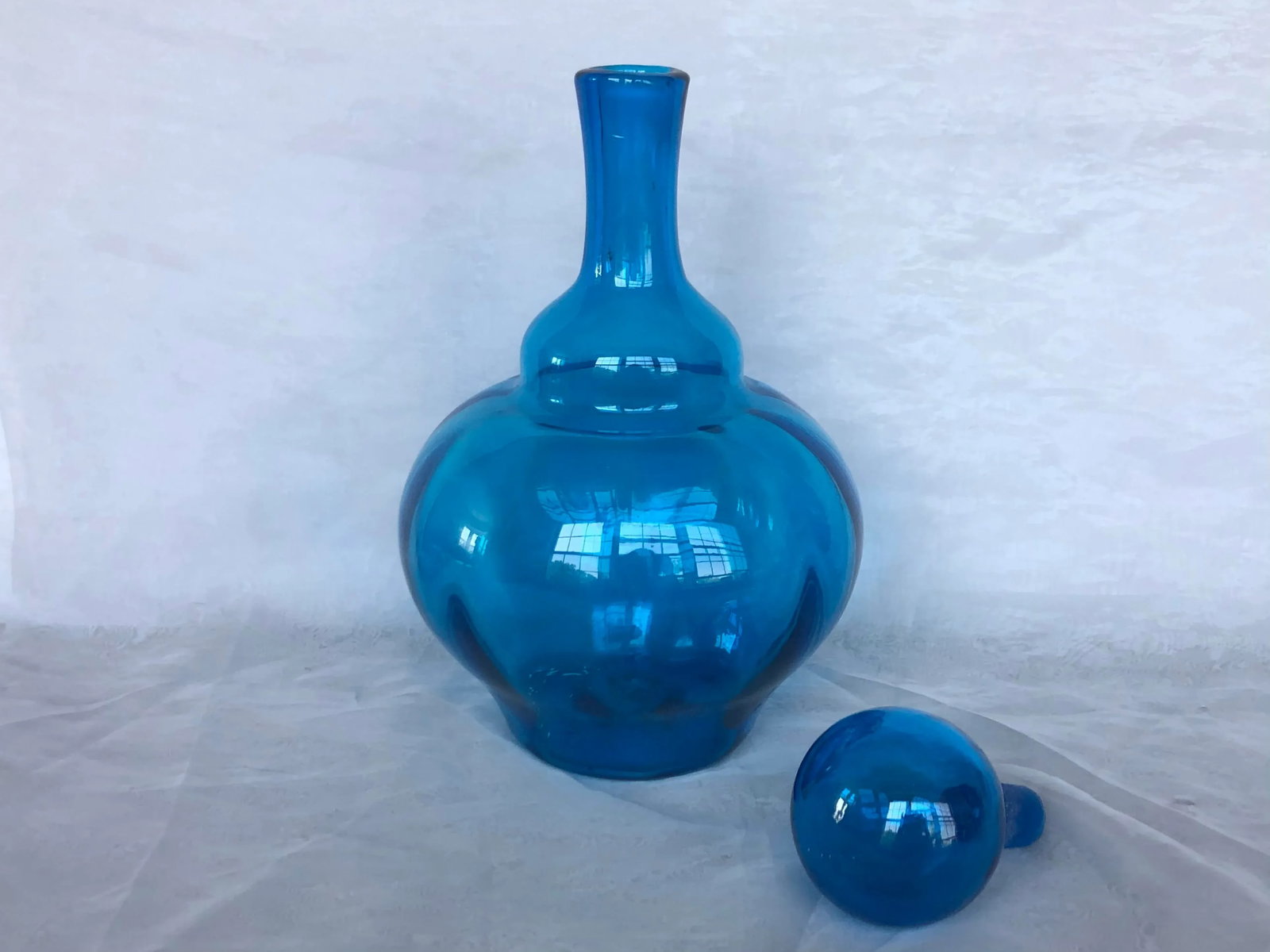Mid Century Modern Hand Blown Art Glass Decanter - 4