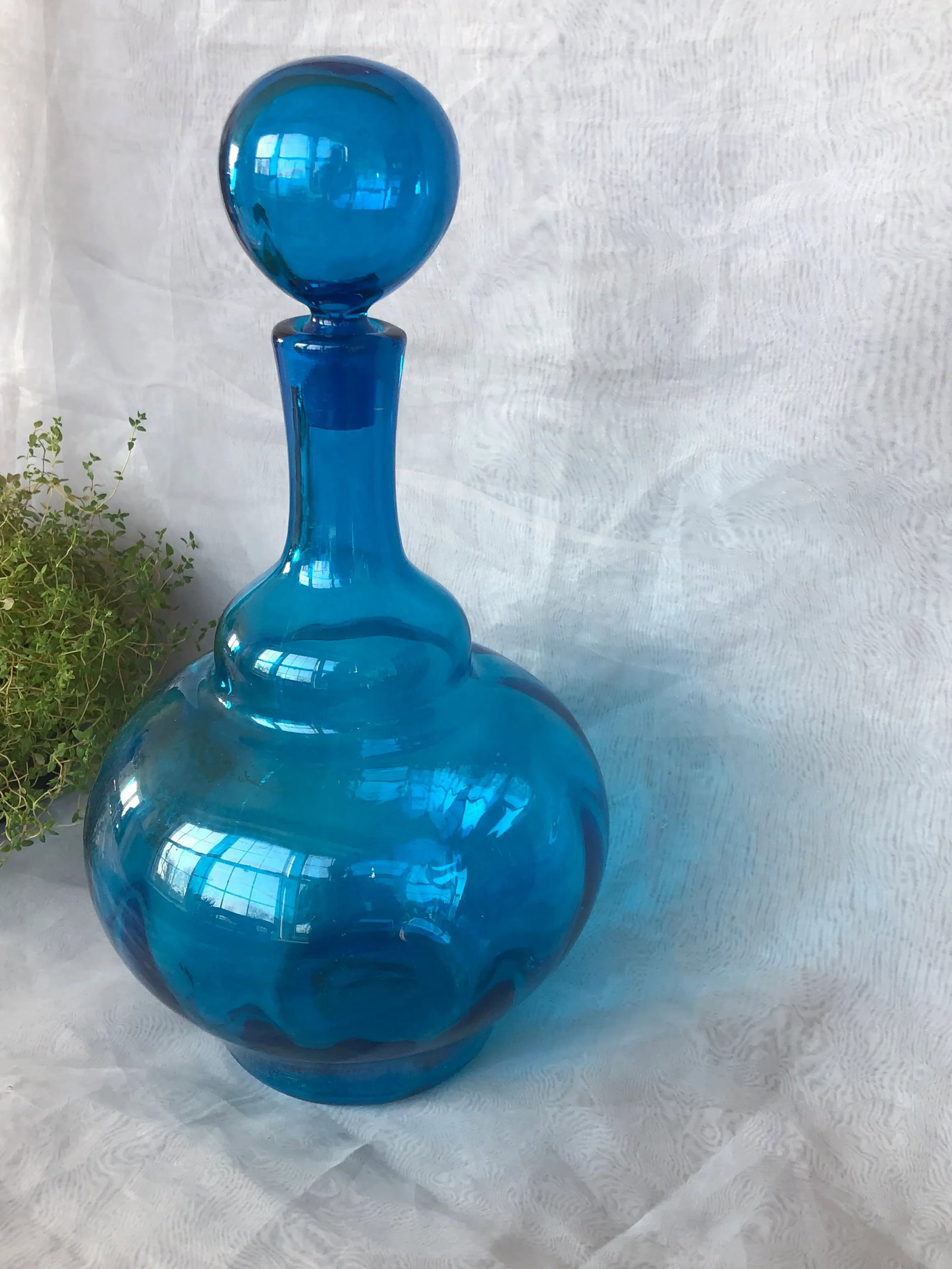 Mid Century Modern Hand Blown Art Glass Decanter - 6