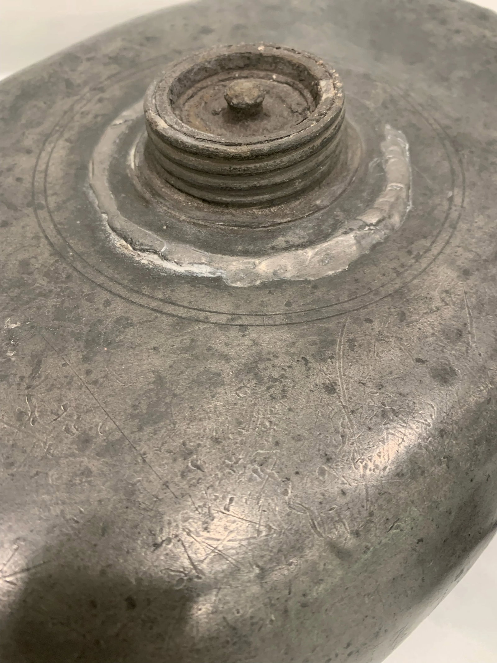 Antique Pewter Bed Warmer, 1800's - 5