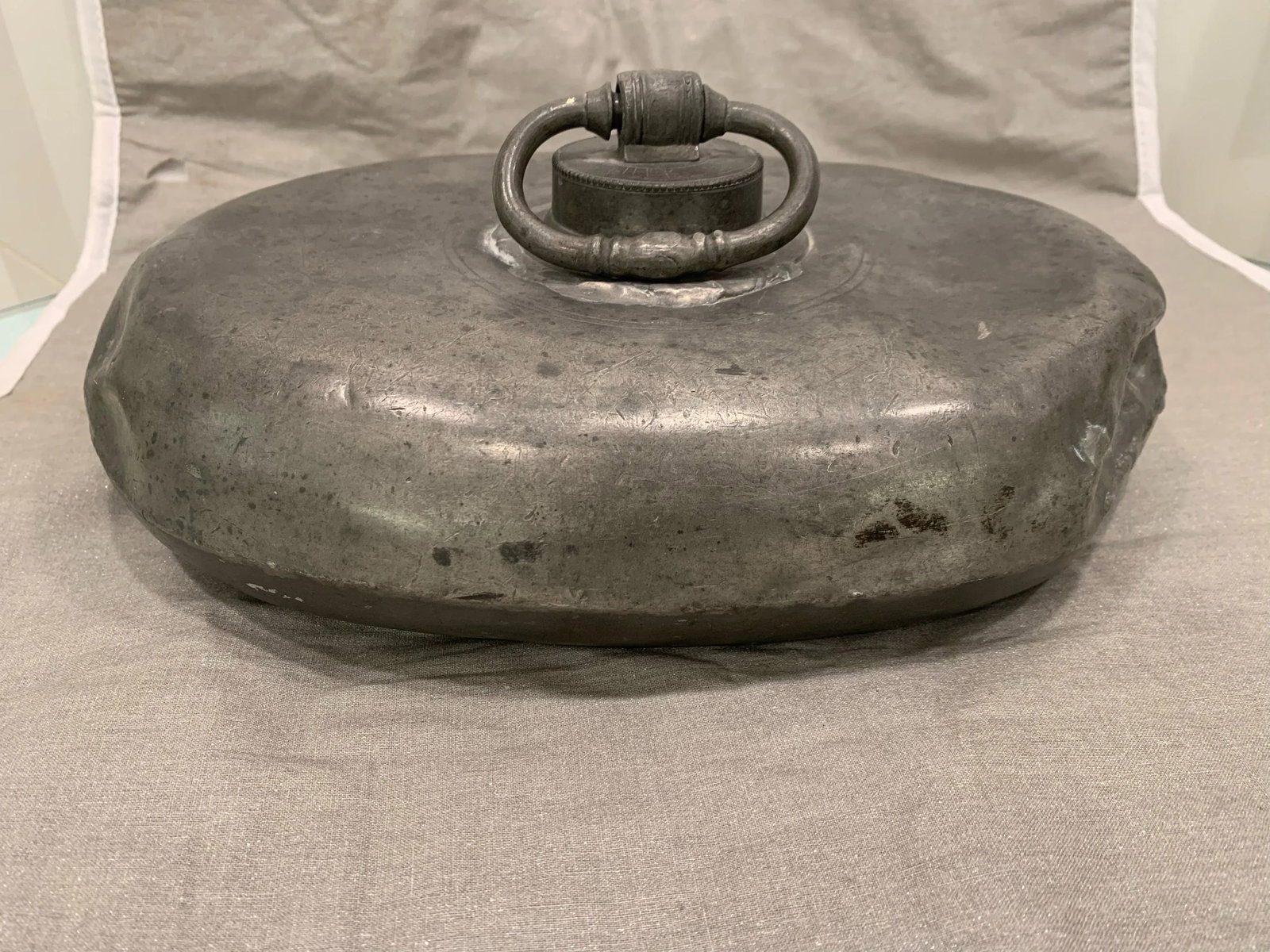 Antique Pewter Bed Warmer, 1800's - 7