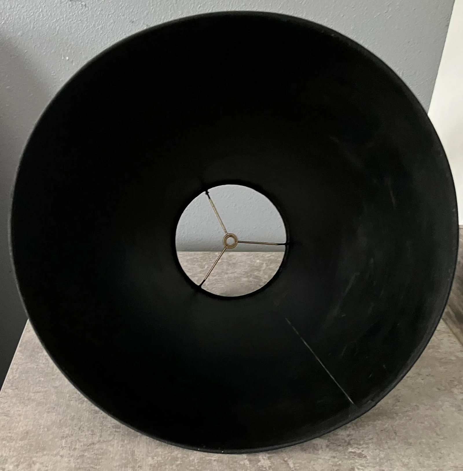 Large Mid Century Modern Textured Statement Black Lampshade - 4