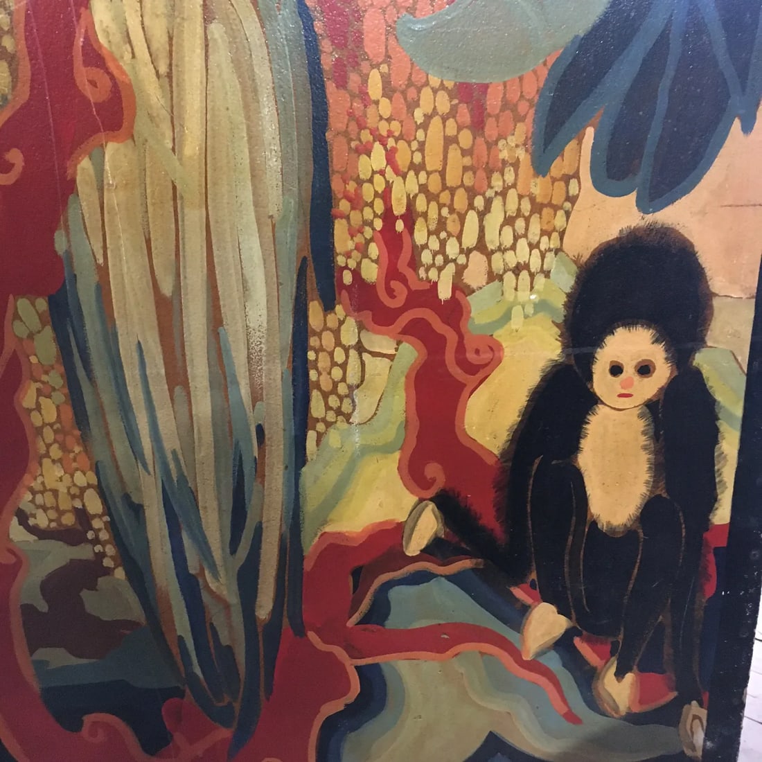 96" Monumental Asian Fantasy Artist Hand Painted Tripart Folding Screen - 10