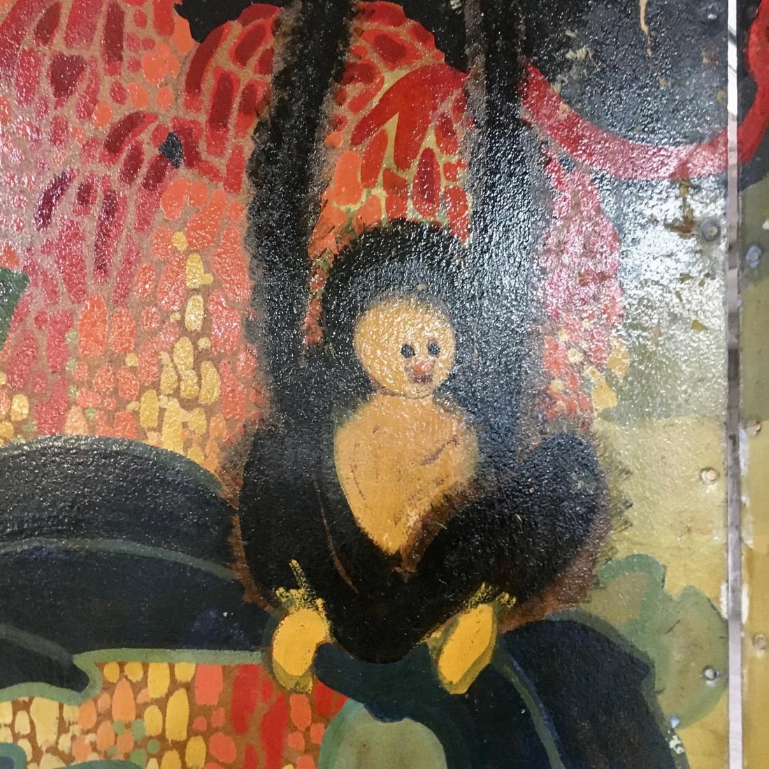 96" Monumental Asian Fantasy Artist Hand Painted Tripart Folding Screen - 6