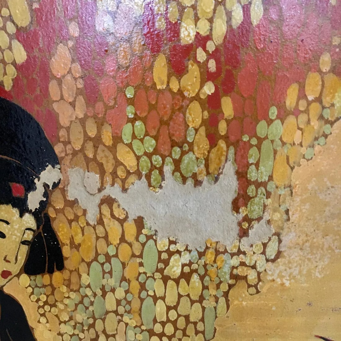 96" Monumental Asian Fantasy Artist Hand Painted Tripart Folding Screen - 7