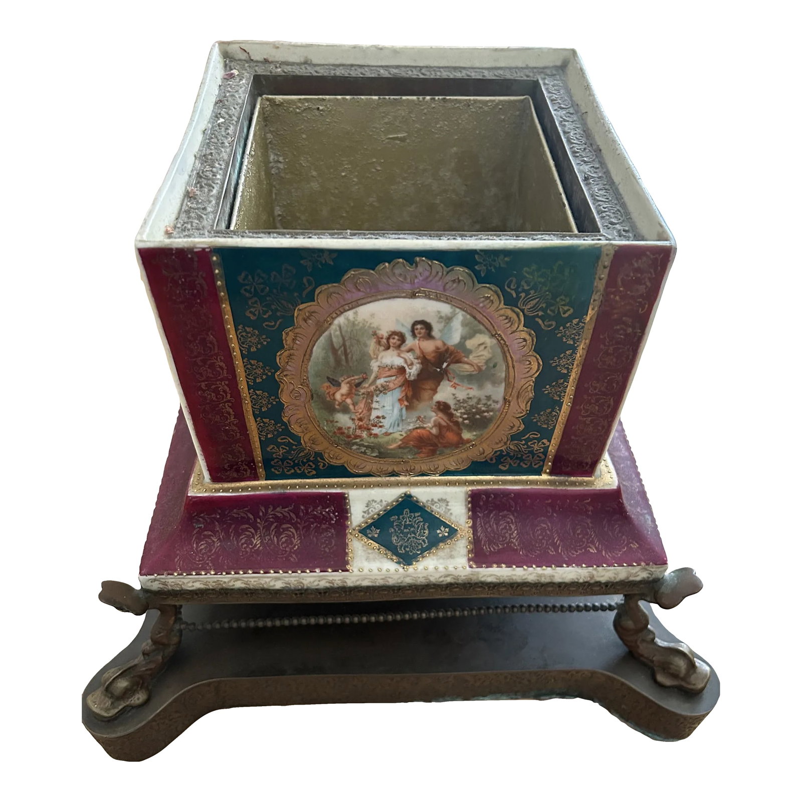 Antique French Porcelain Cachepot Planter (1 of 6)