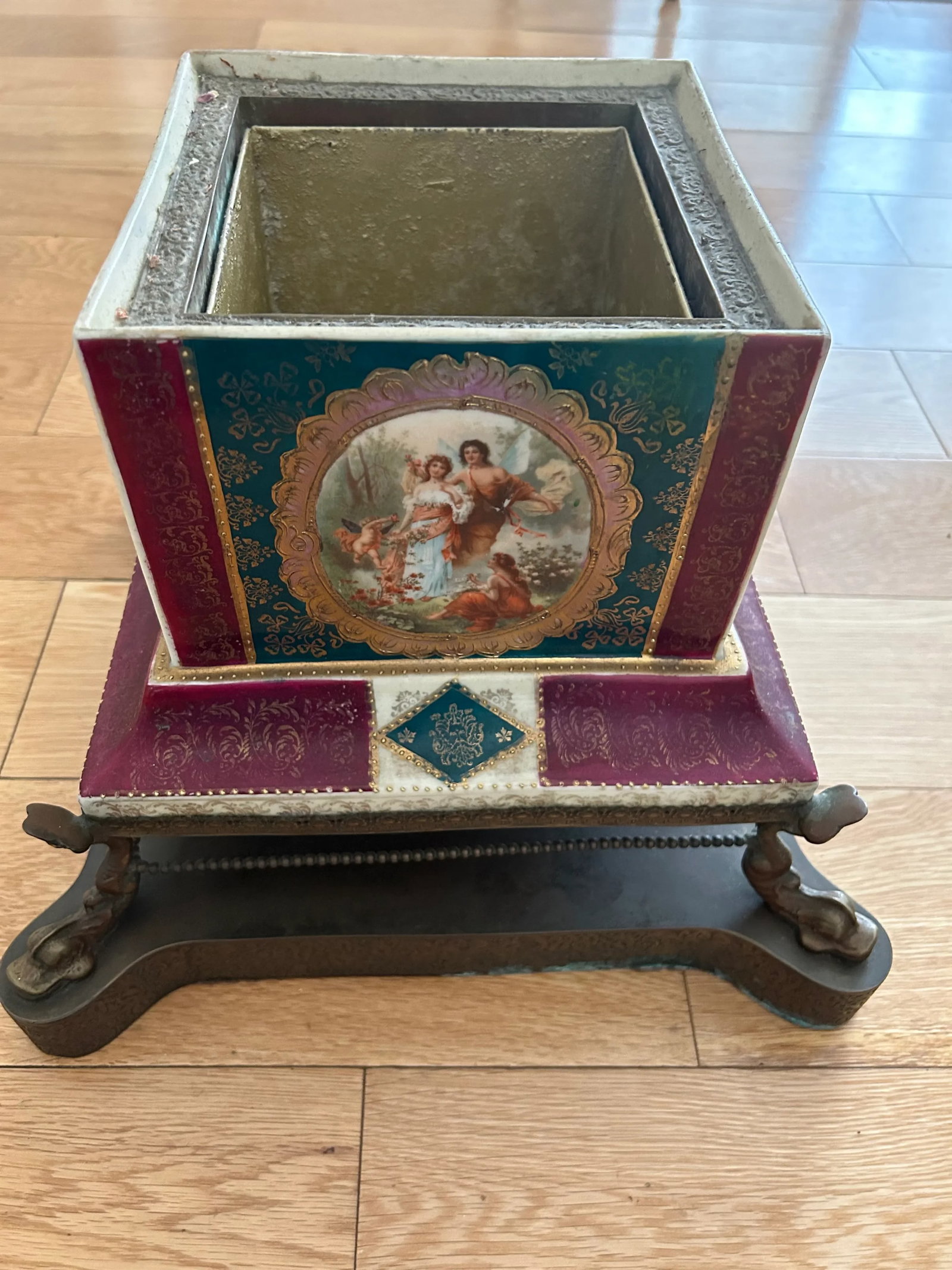 Antique French Porcelain Cachepot Planter - 6