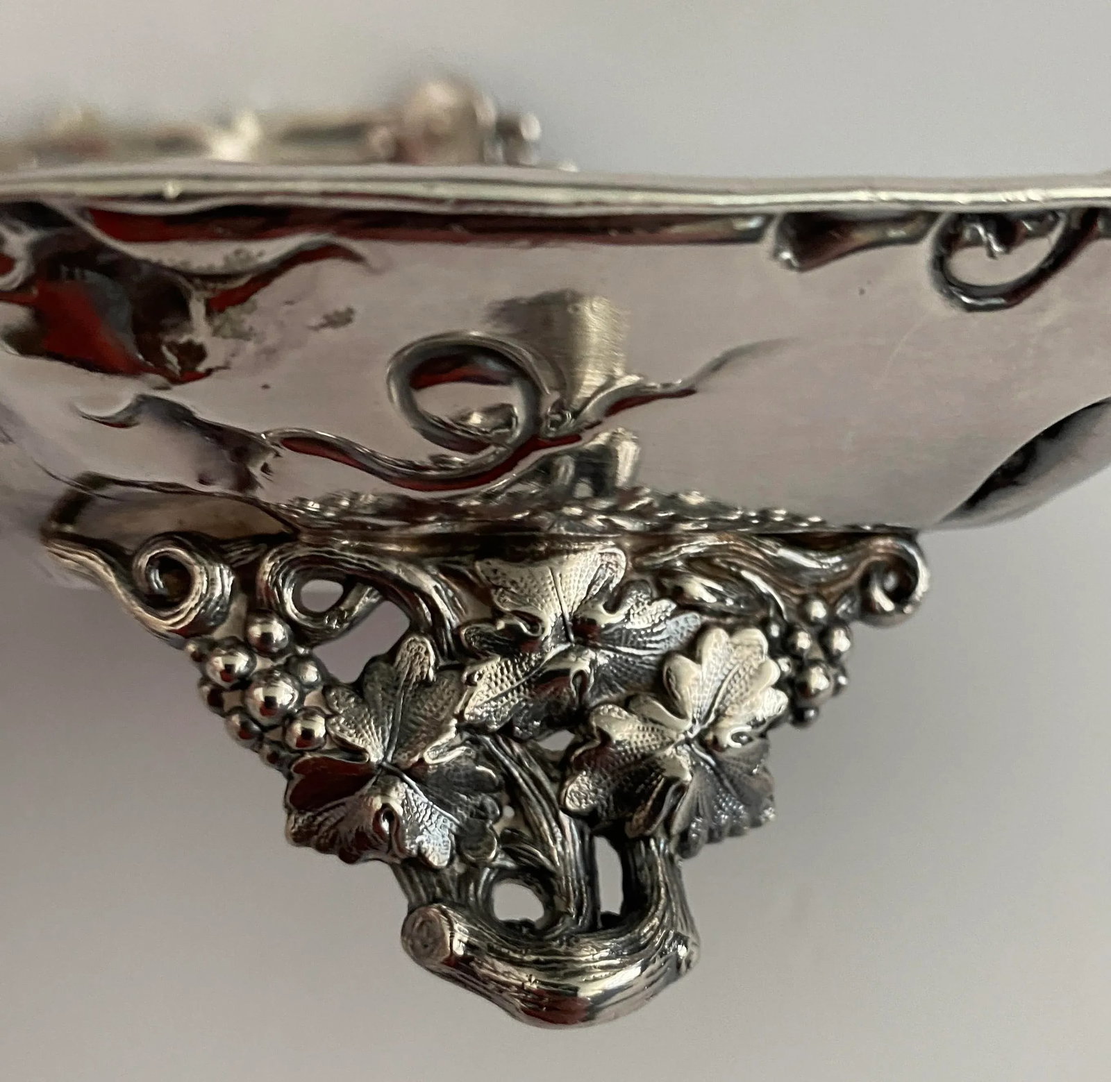 Antique Silverplate Grape Vine and Leaf Basket - 10