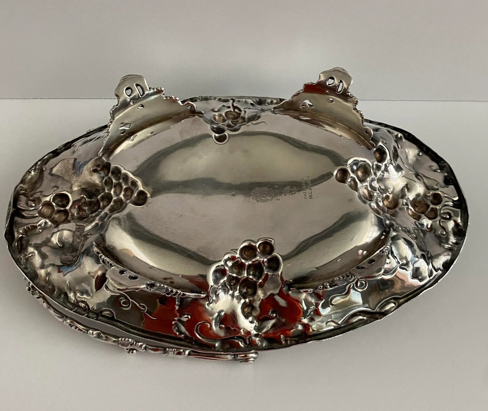 Antique Silverplate Grape Vine and Leaf Basket - 11