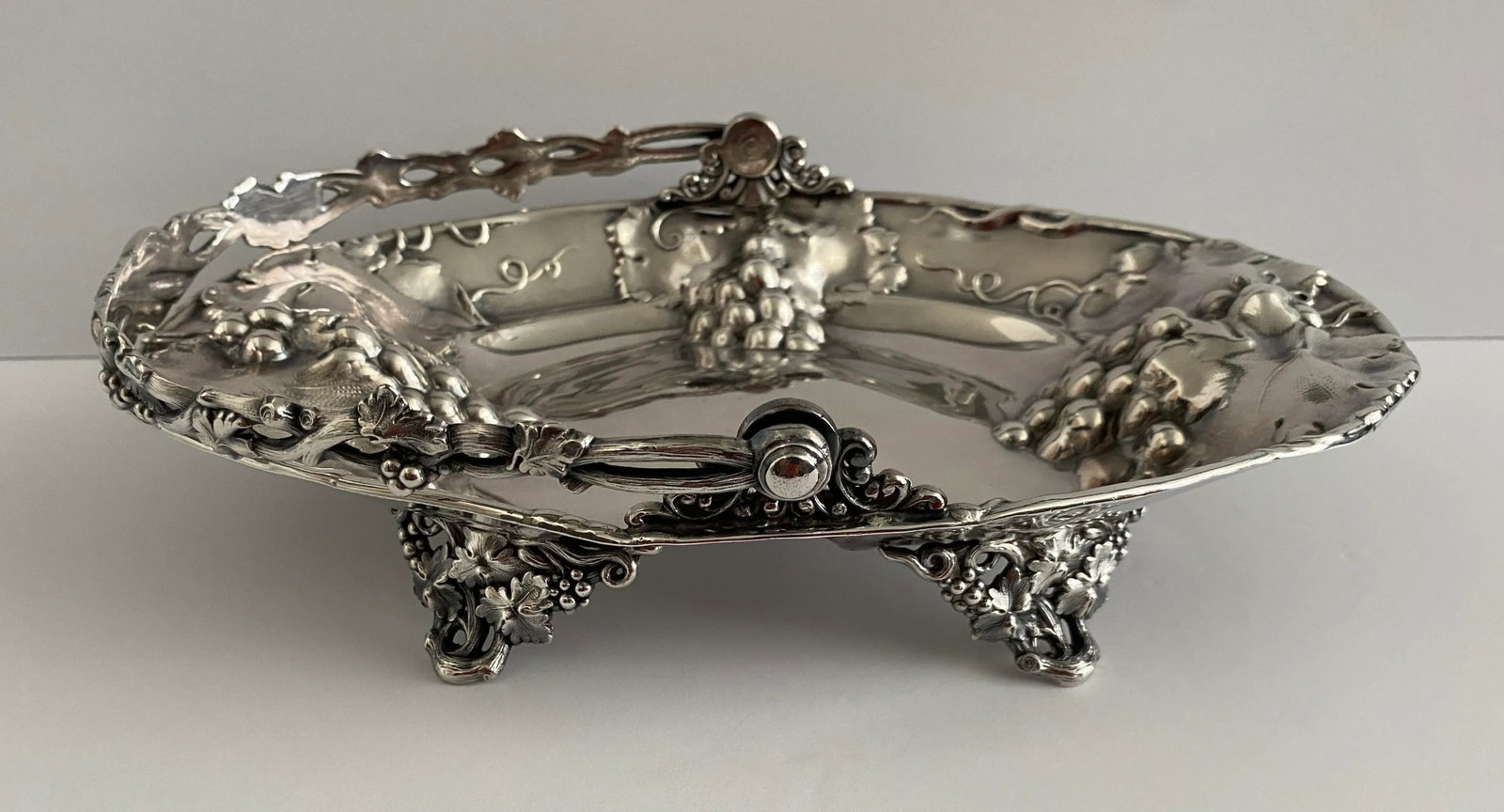 Antique Silverplate Grape Vine and Leaf Basket - 4