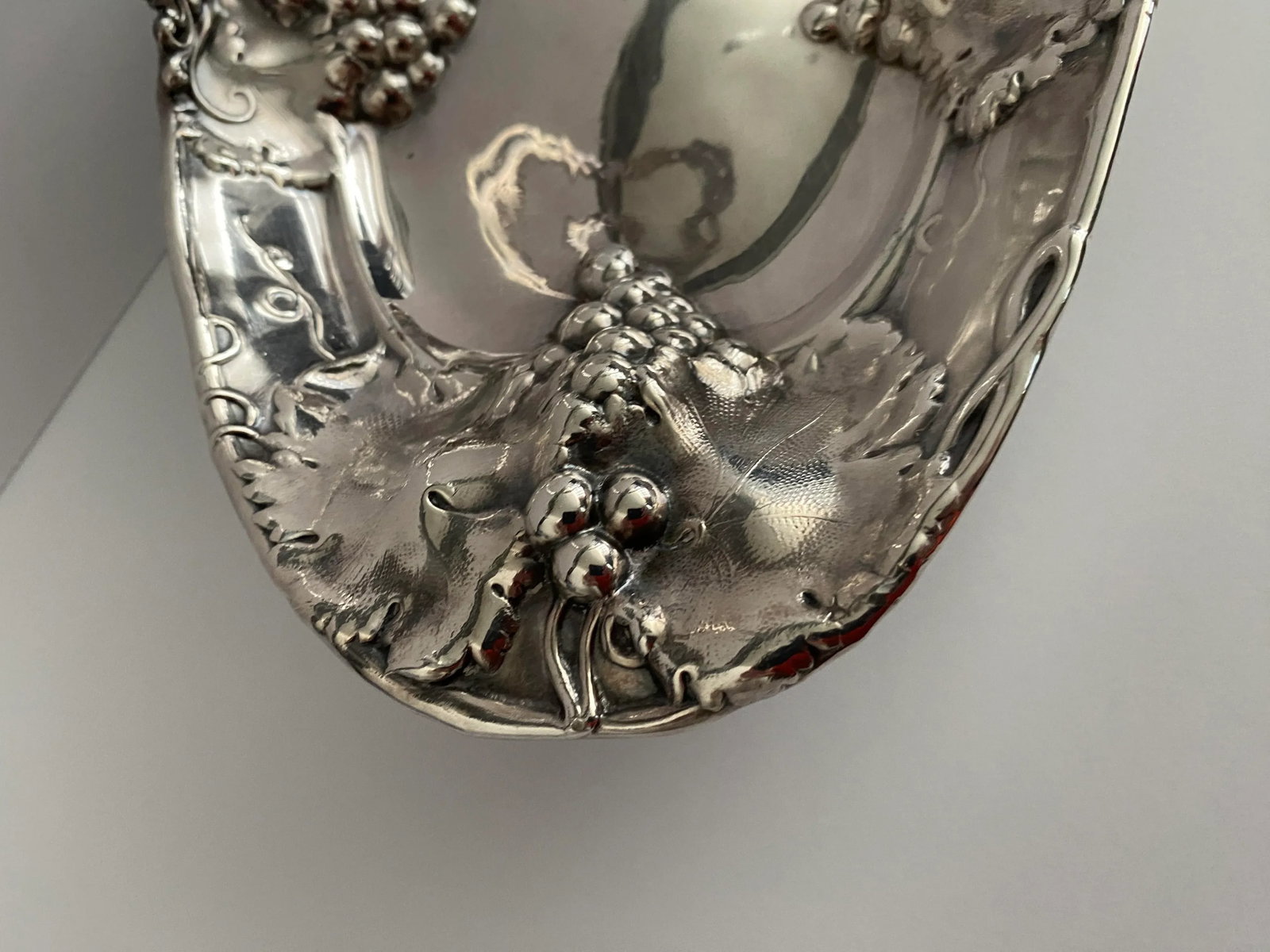 Antique Silverplate Grape Vine and Leaf Basket - 6
