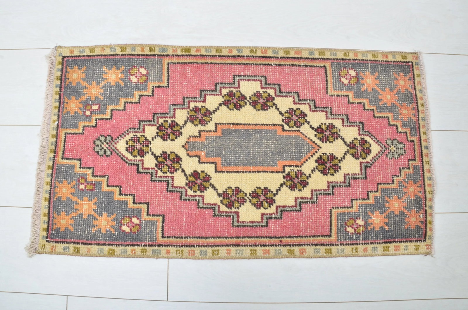 Oushak Wool Vintage Bathroom Rug - 2