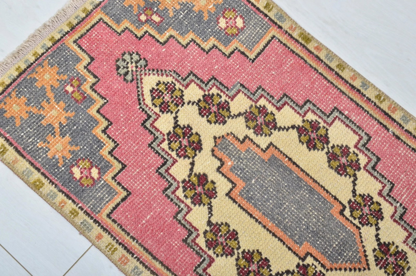 Oushak Wool Vintage Bathroom Rug - 4