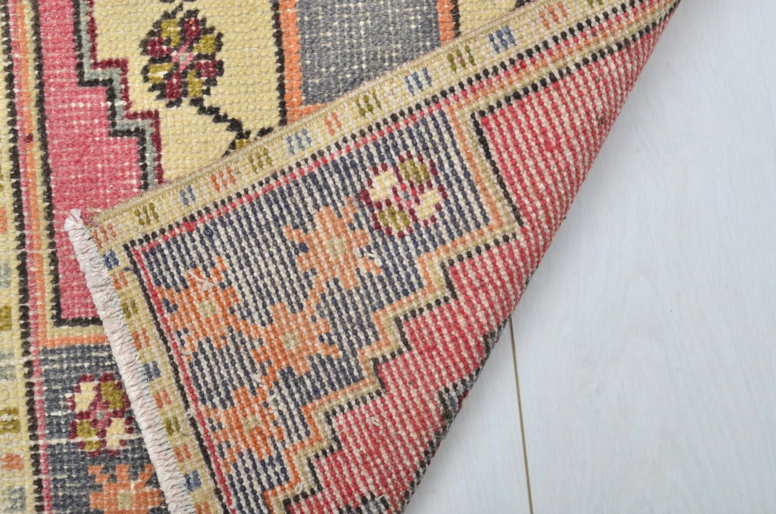 Oushak Wool Vintage Bathroom Rug - 5