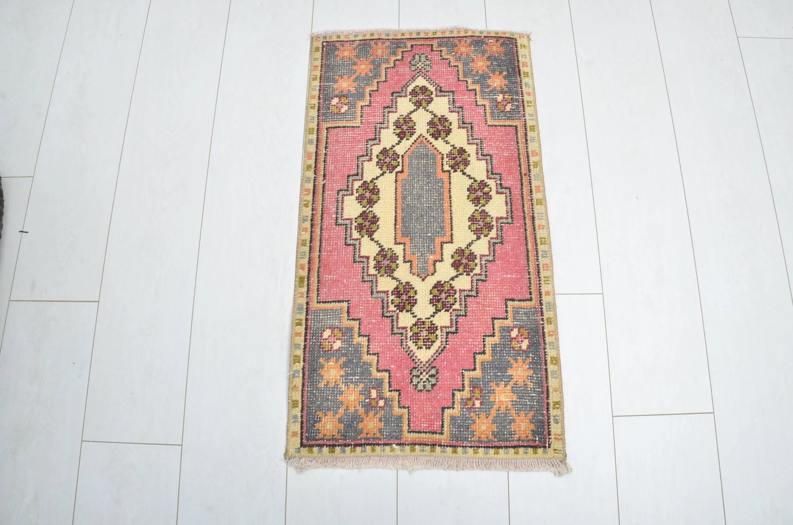 Oushak Wool Vintage Bathroom Rug - 6