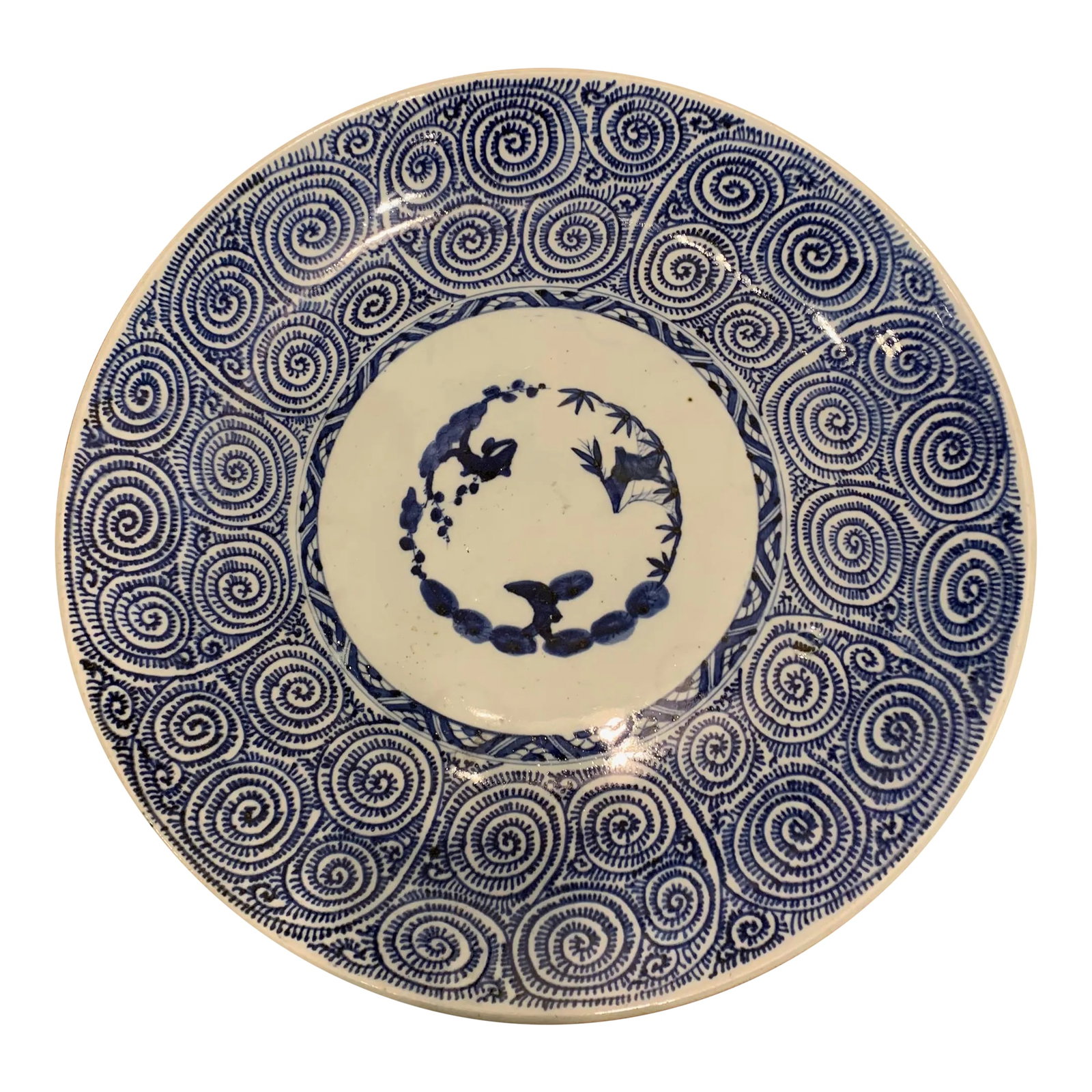 Late 19th Century Japanese Imari Charger: Blue and White large Japanese Imari Charger. Lovely design on the top and underside. Condition: Alterations: Original Condition Unaltered Imperfections: Some Imperfections Condition Notes: Condition
