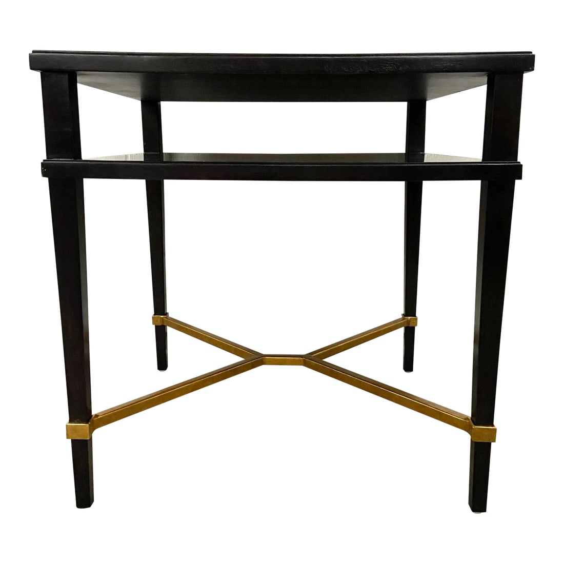 Maitland Smith Anka Chairside Table Hm1065: This is an absolutely gorgeous Maitland Smith Anka Chairside Table HM1065. Finished in black with bronze accents. Solid and sturdy, with minor cosmetic imperfections consistent with use. Also selling