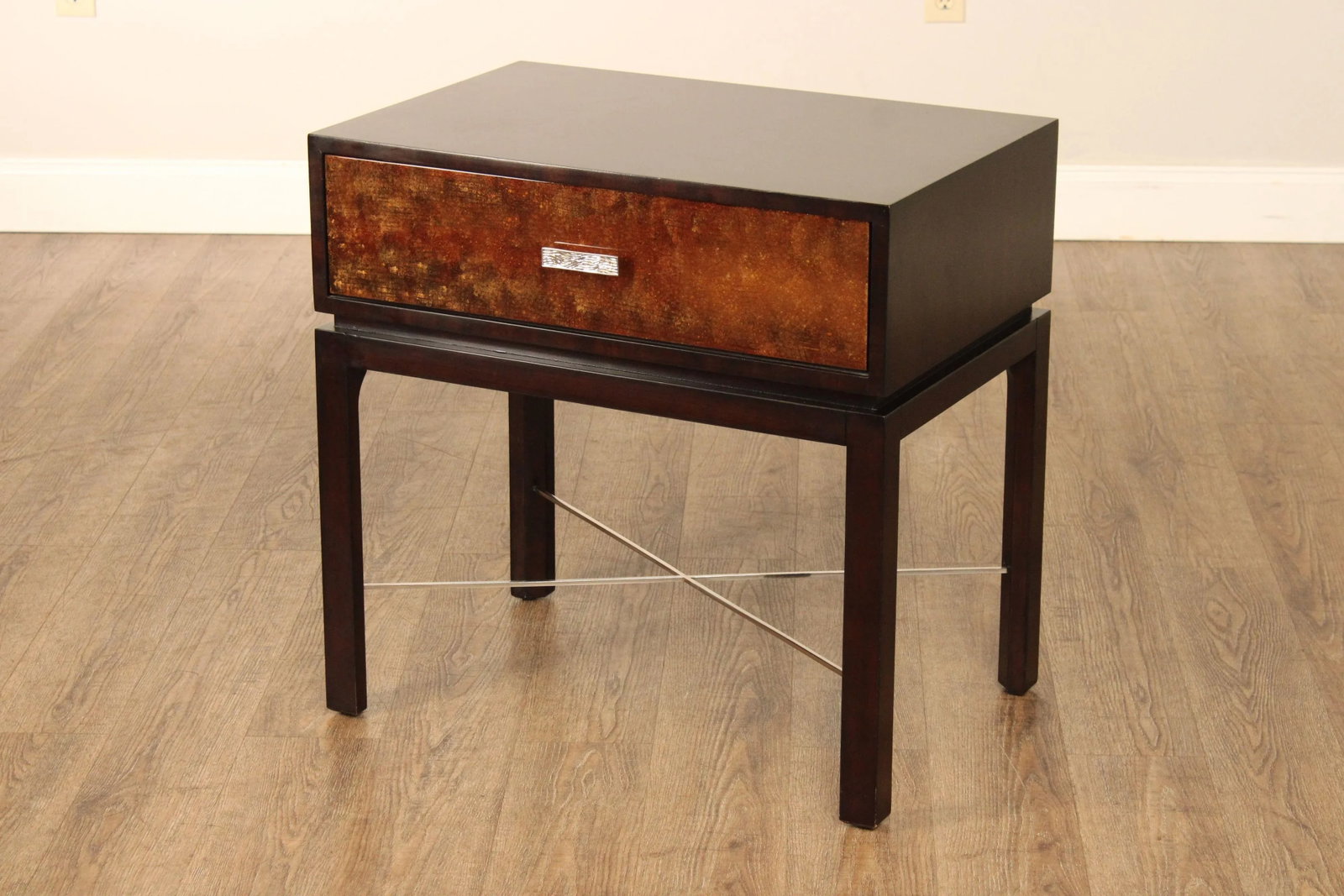 Theodore Alexander Contemporary 'Gold Leaf' One-Drawer Side Table - 10