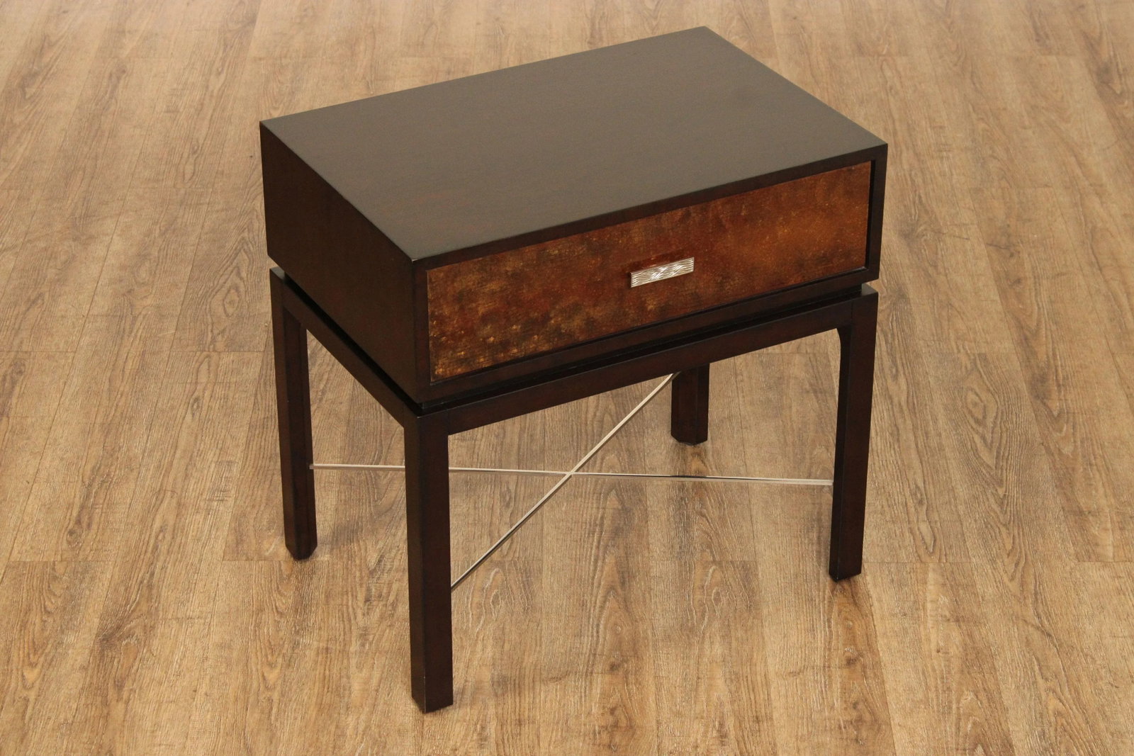 Theodore Alexander Contemporary 'Gold Leaf' One-Drawer Side Table - 2