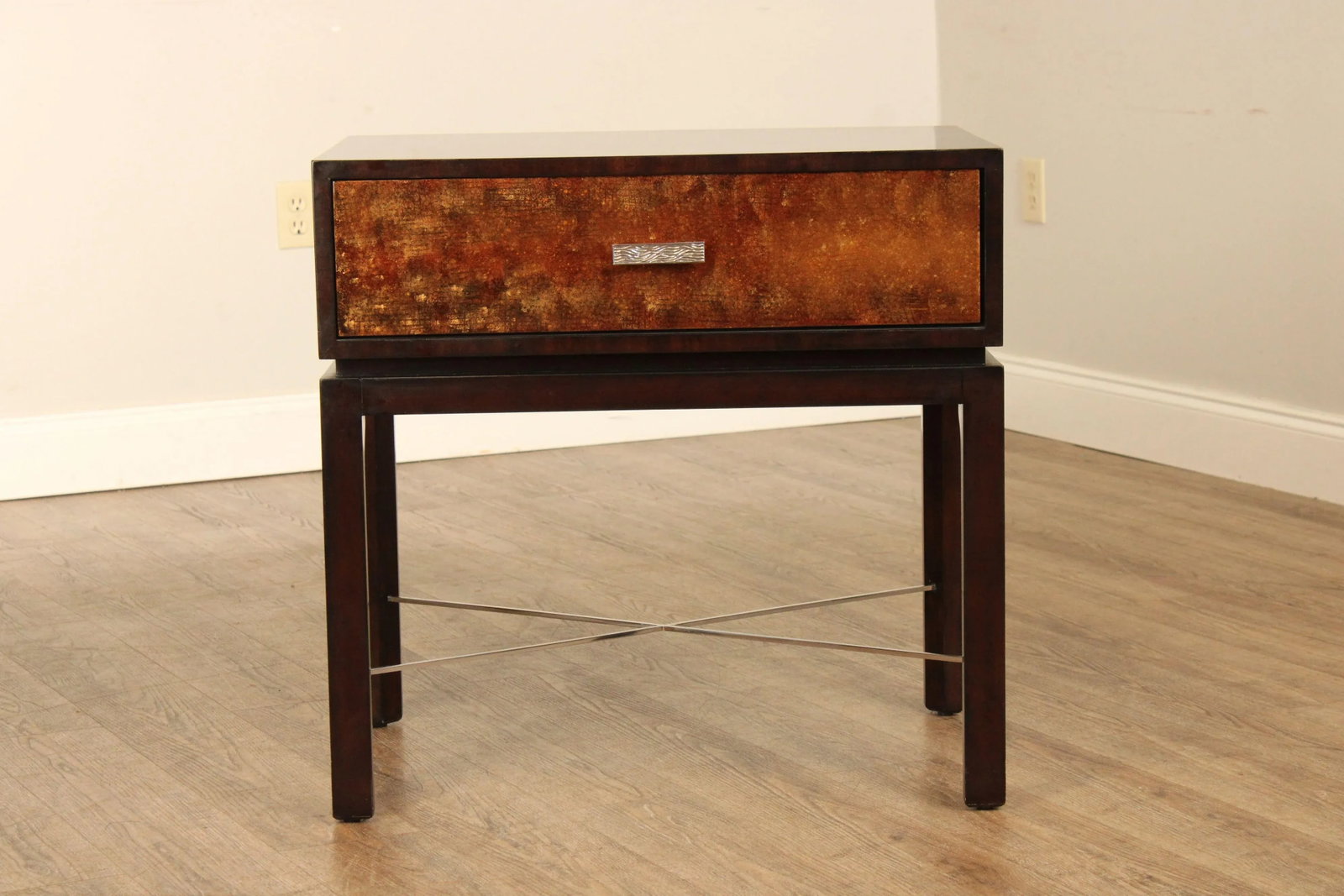 Theodore Alexander Contemporary 'Gold Leaf' One-Drawer Side Table - 9