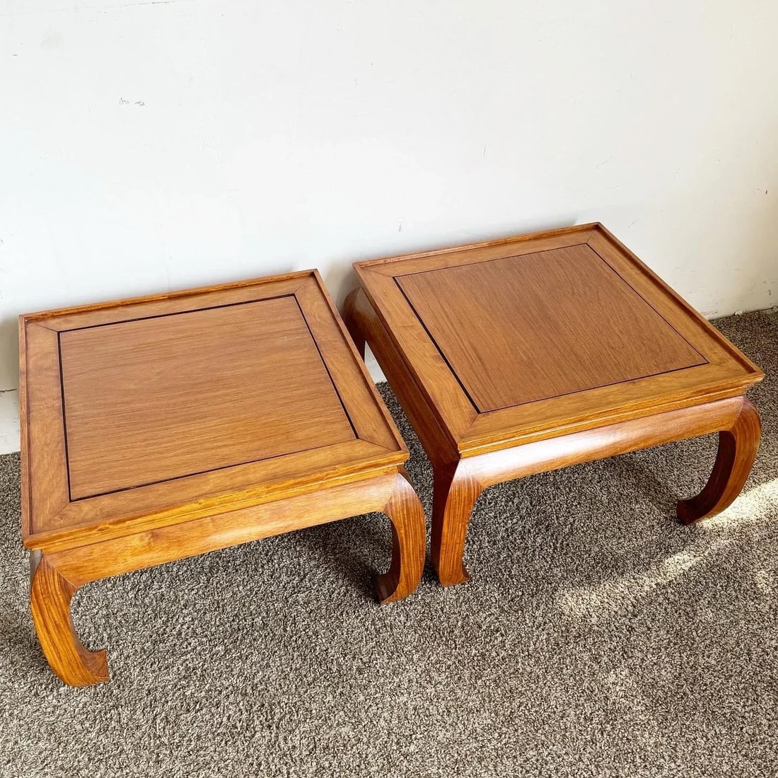 Chinoiserie Ming Style Wooden Side Tables - a Pair - 2
