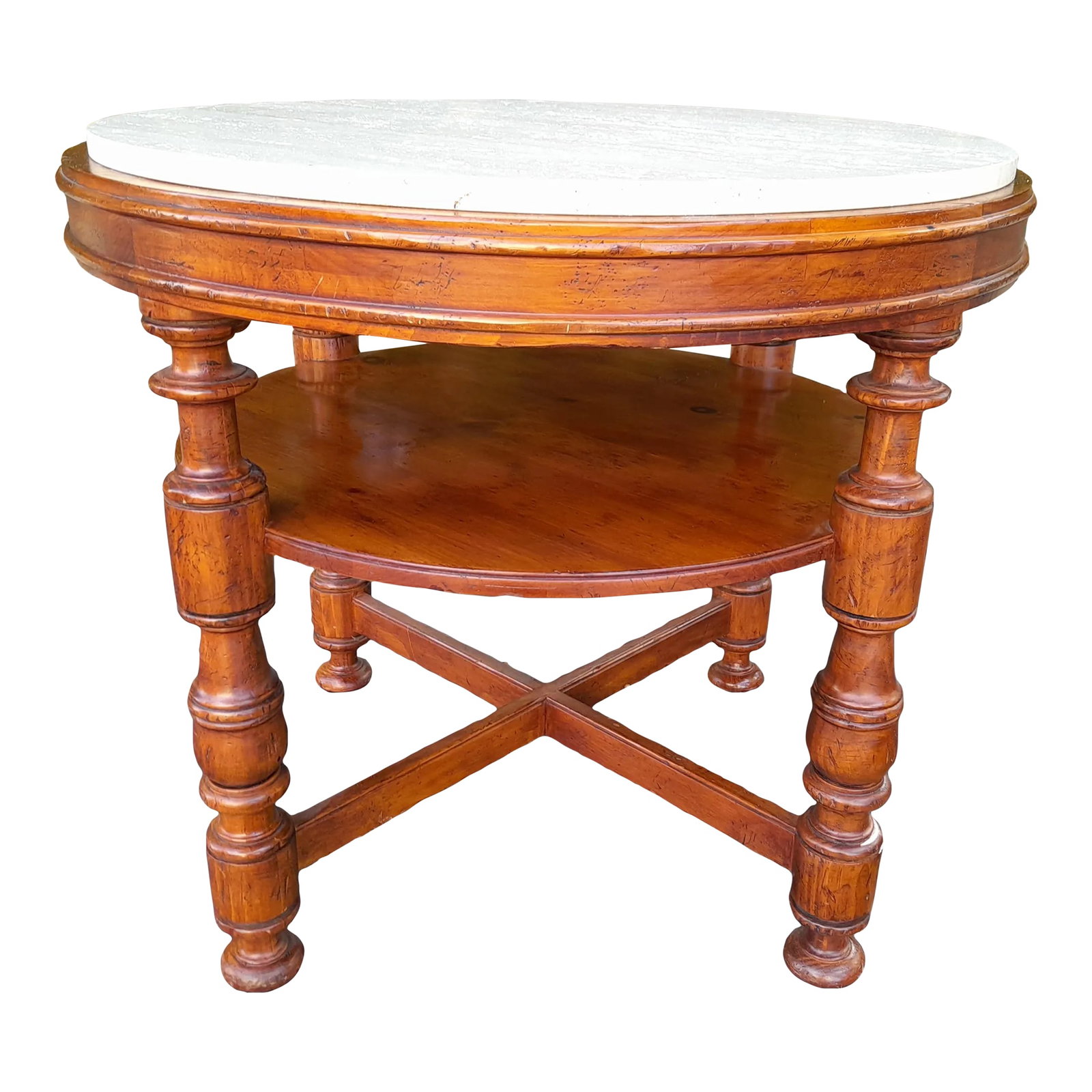 1990s Milling Road for Baker Italian Provincial Walnut and Stone Center Side Table (1 of 8)