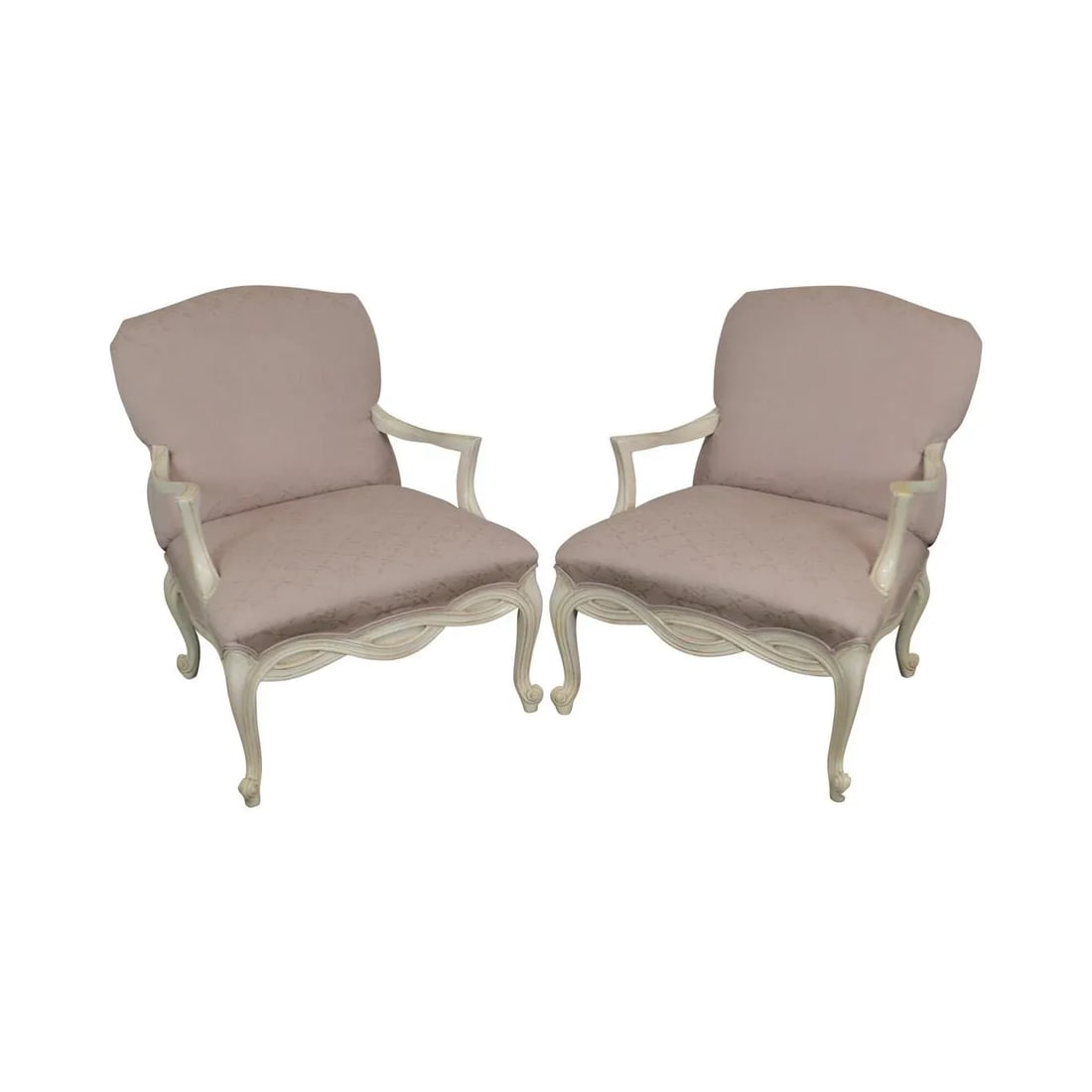 French Louis XV Style Custom Paint Frame Fauteuils Lounge Chairs - a Pair - 13