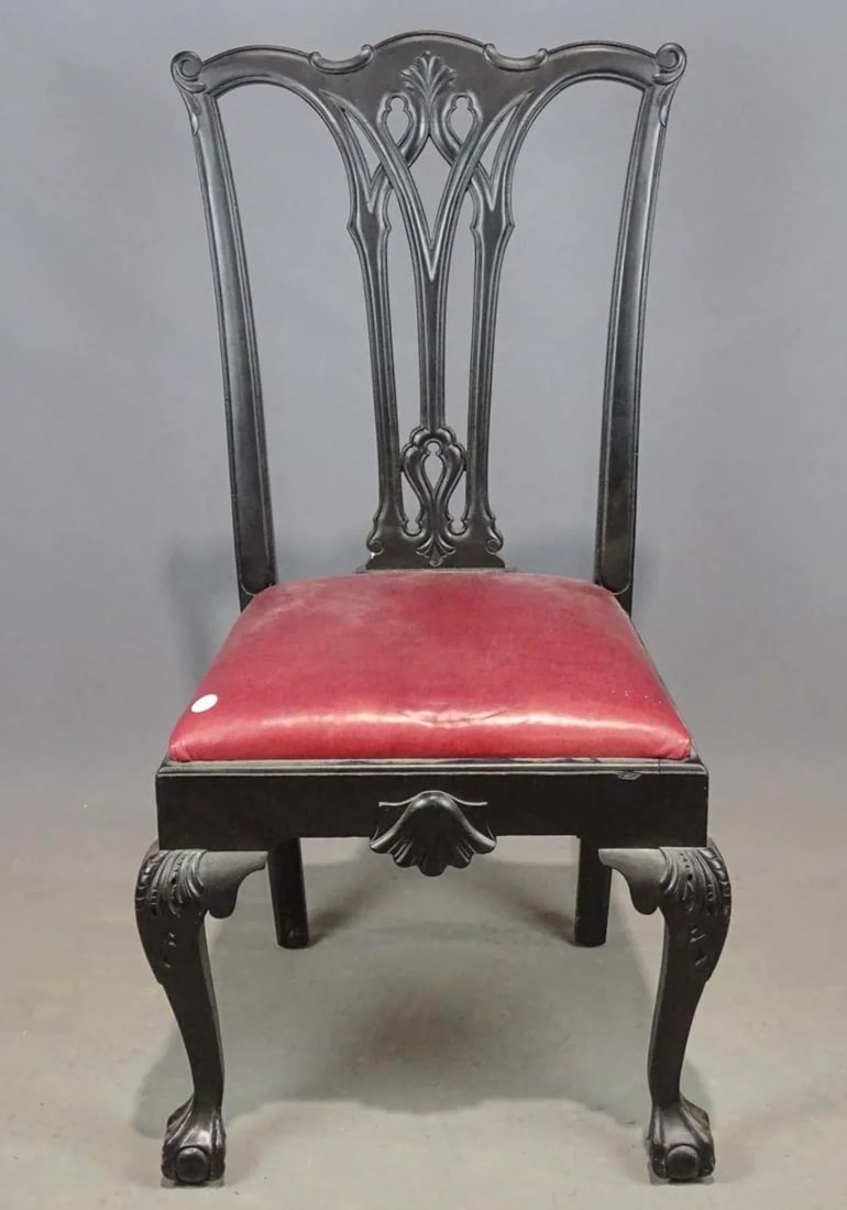 1940s Pair of English Chippendale Style Ball and Claw Foot Dining Chairs - 5