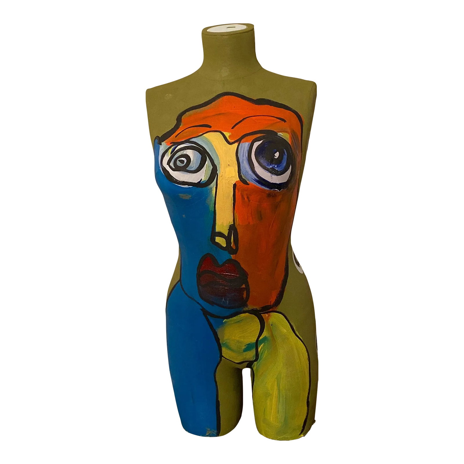 Peter Keil Original Abstract Painting Sculpture: This unique piece of art by listed artist Peter Robert Keil is a one-of-a-kind painting that captures the essence of contemporary art. The medium-sized painted torso sculpture that is sure to be a