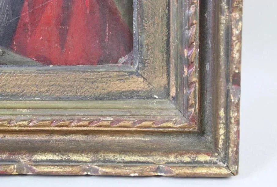 Framed Portuguese 19th Century Oil Portrait Painting of a Bearded Religious Man With Red Robes and S - 6
