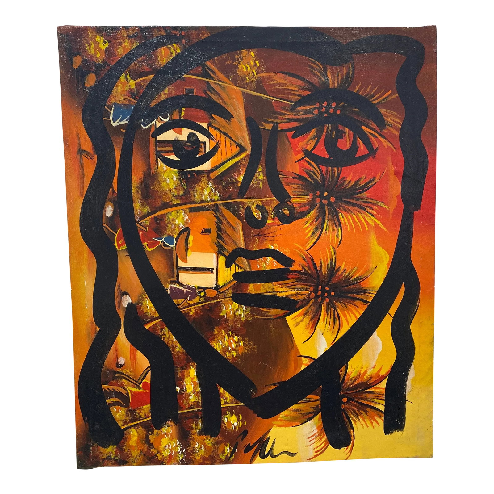 Abstract Peter Keil Original Oil Canvas Painting: Peter Keil is a German artist that focuses primarily on abstract expressionism. Keil painted with some of the greats including, Joan Miro, Andy Warhol and Pablo Picasso, to name a few. This piece is