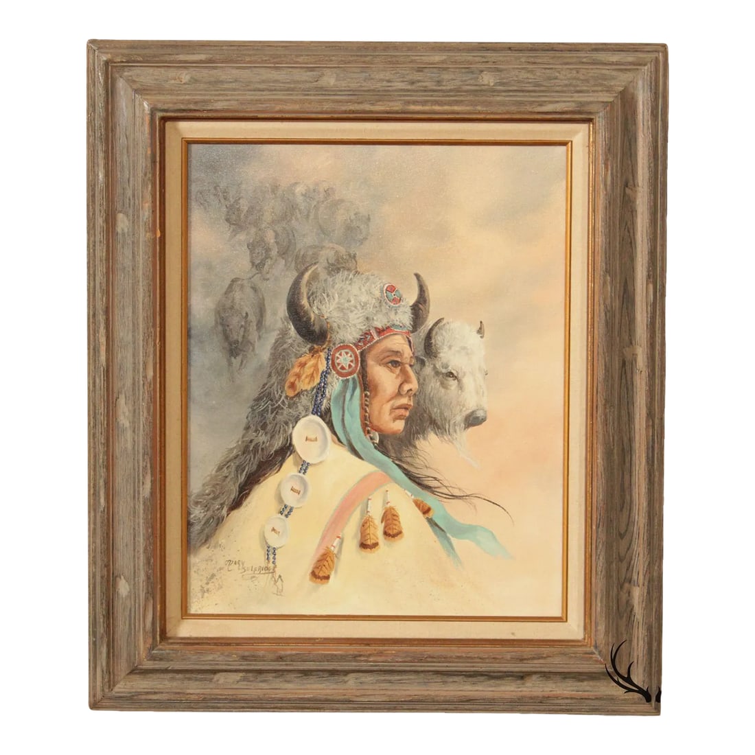 Mary Selfridge 'Spirit of the Buffalo' Original Oil Painting, Custom Framed (1 of 13)