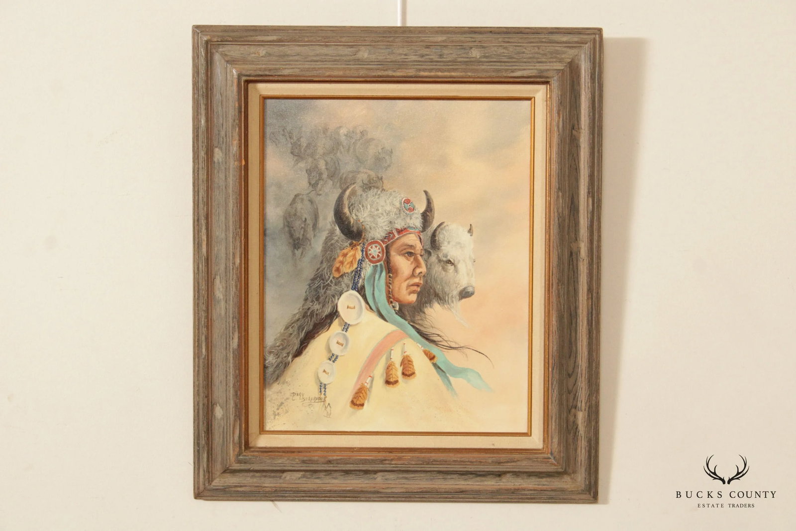 Mary Selfridge 'Spirit of the Buffalo' Original Oil Painting, Custom Framed - 4