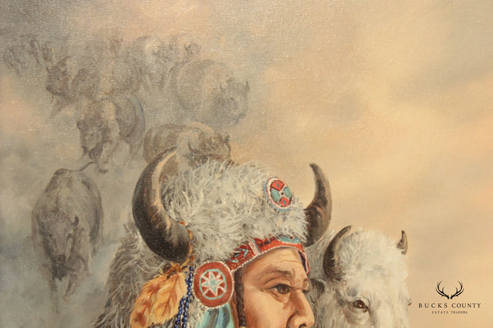 Mary Selfridge 'Spirit of the Buffalo' Original Oil Painting, Custom Framed - 5