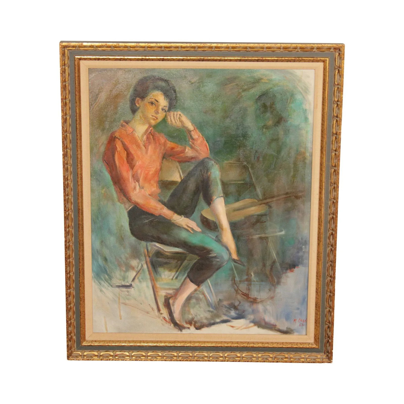 Ray Lash 1960s Portrait of Woman Original Oil Painting - 13
