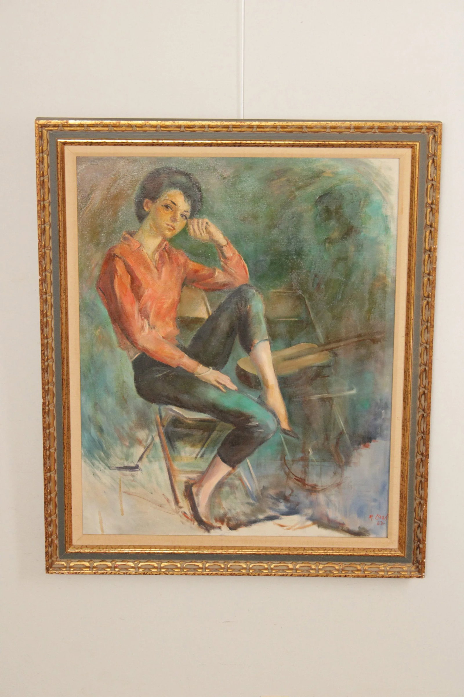 Ray Lash 1960s Portrait of Woman Original Oil Painting - 2