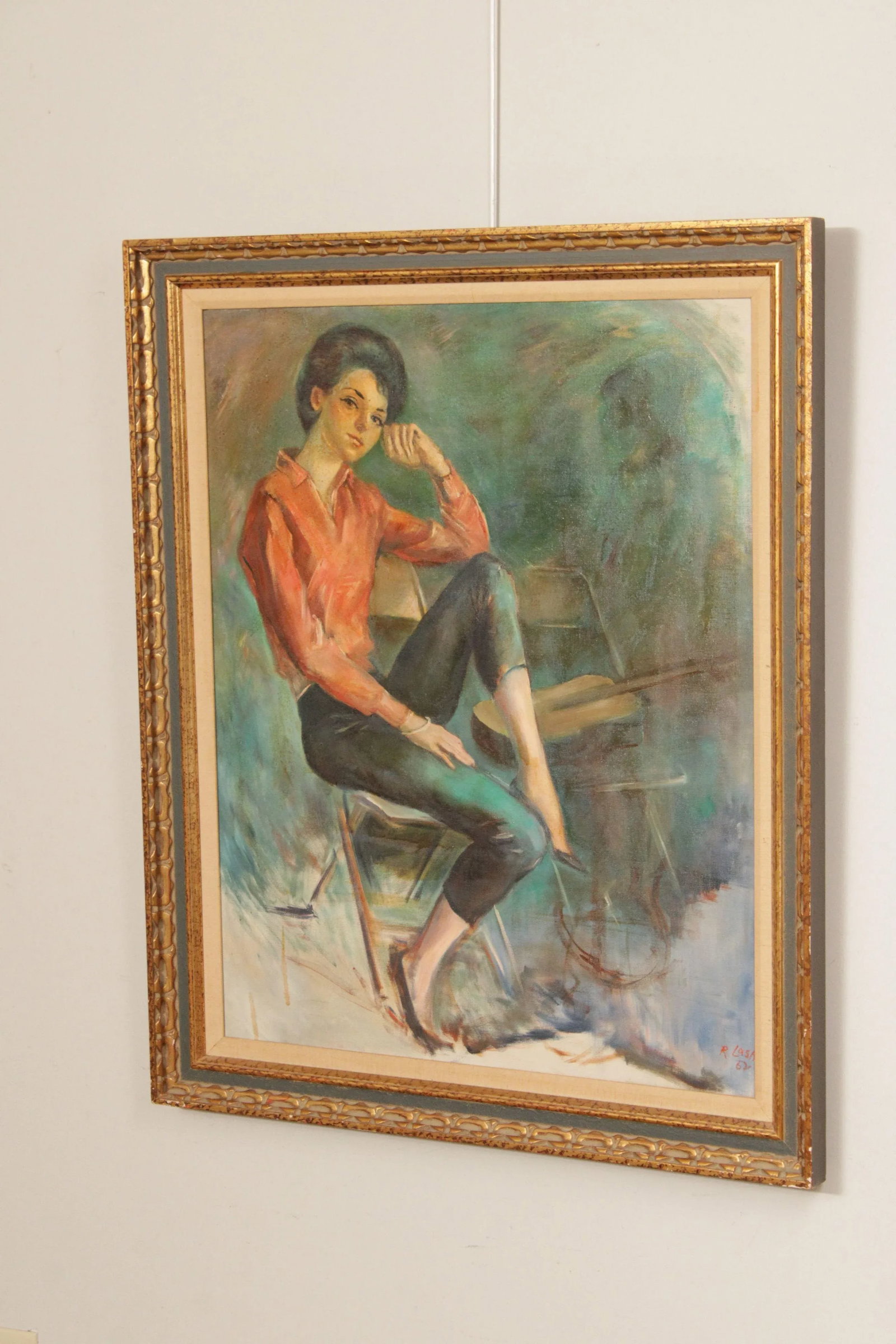 Ray Lash 1960s Portrait of Woman Original Oil Painting - 3