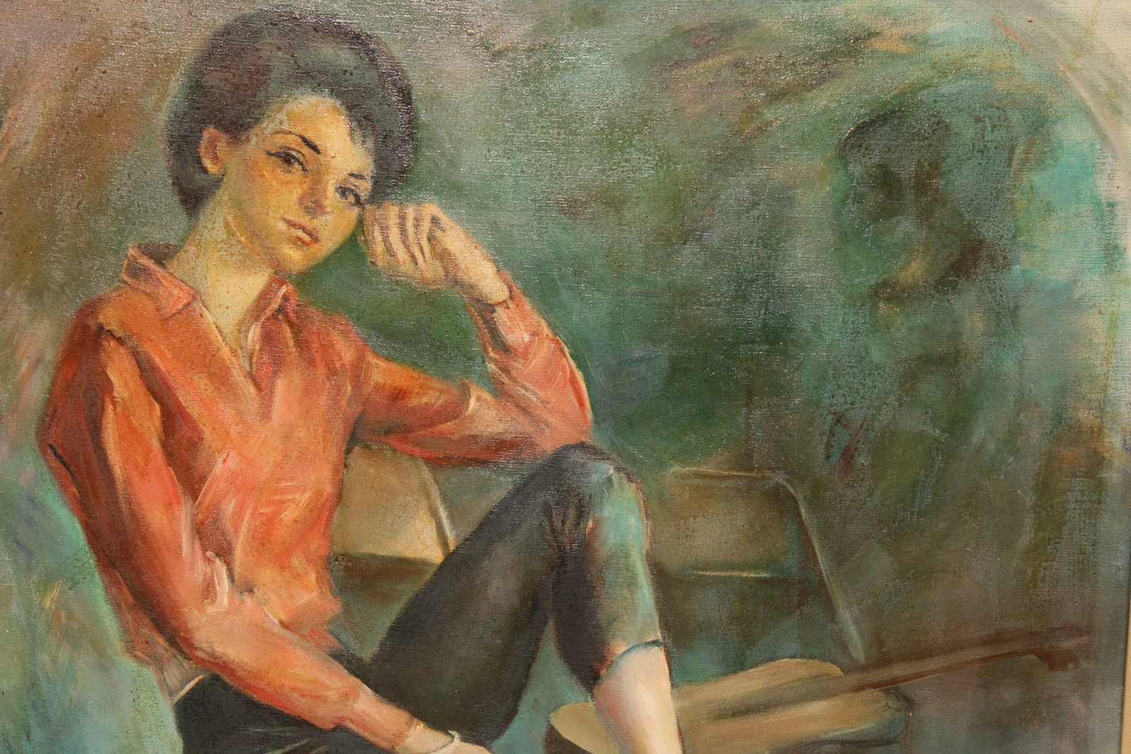 Ray Lash 1960s Portrait of Woman Original Oil Painting - 6
