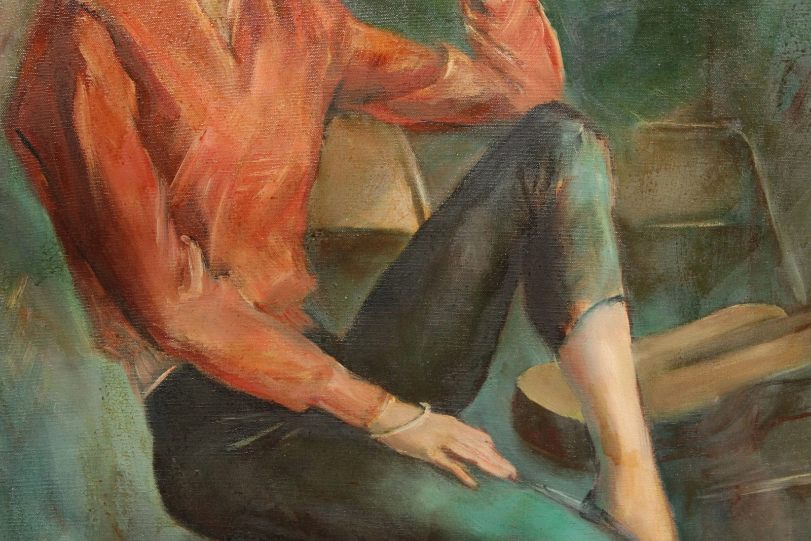 Ray Lash 1960s Portrait of Woman Original Oil Painting - 8
