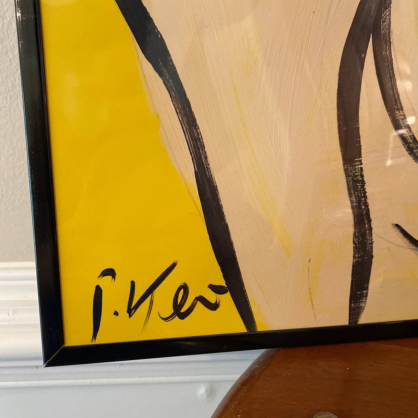 Pair of Peter Keil Original Yellow Abstract Portrait Paintings - 6