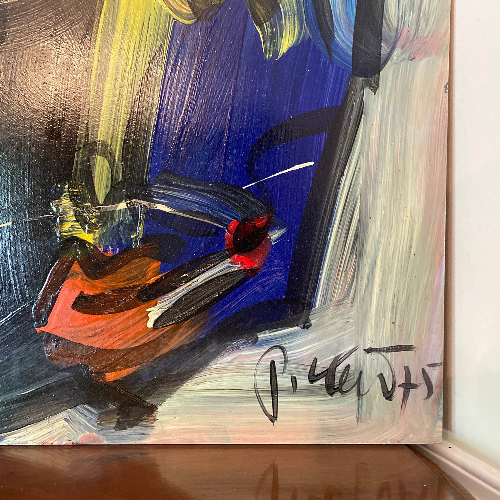 Peter Keil Original Abstract Portrait Painting on Board 1975 - 2