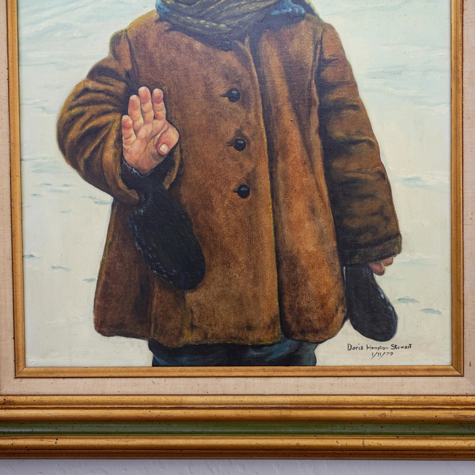 Oil Portrait Painting of a Child in the Snow | Signed and Framed - 4