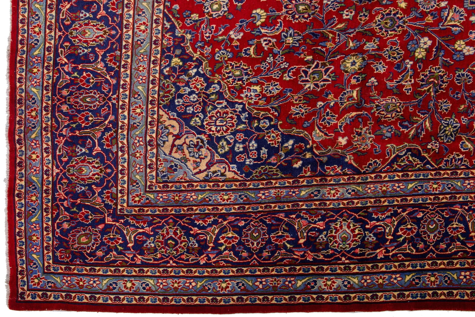 1950s Vintage Kashan Persian Wool Rug Handmade in Red - 4
