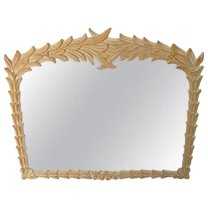 Late 20th Century Bleached Palmette Rectangular Mirror, in the Style of Serge Roche - 10