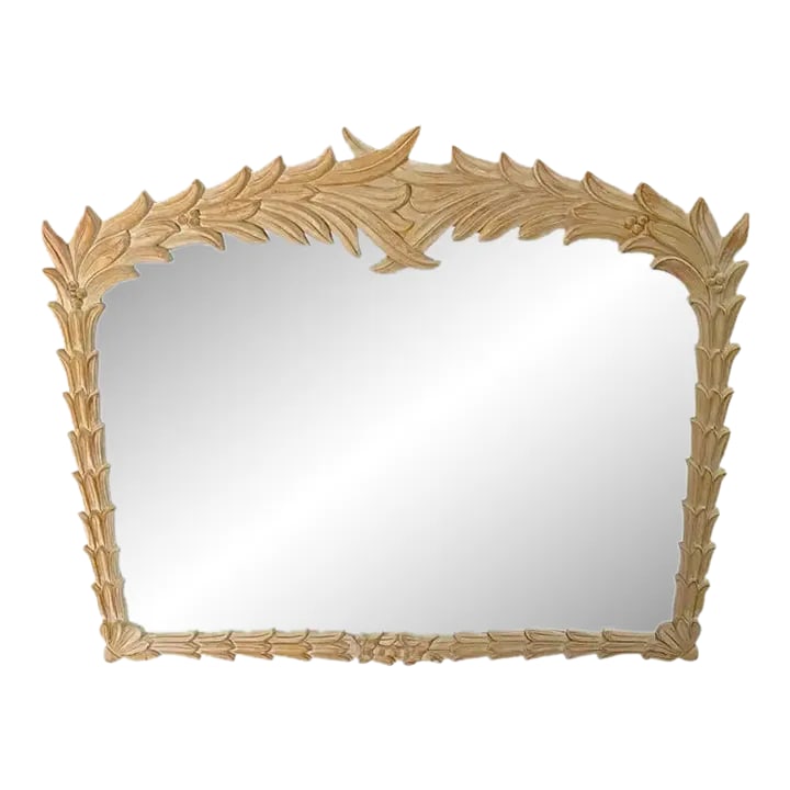 Late 20th Century Bleached Palmette Rectangular Mirror, in the Style of Serge Roche (1 of 10)