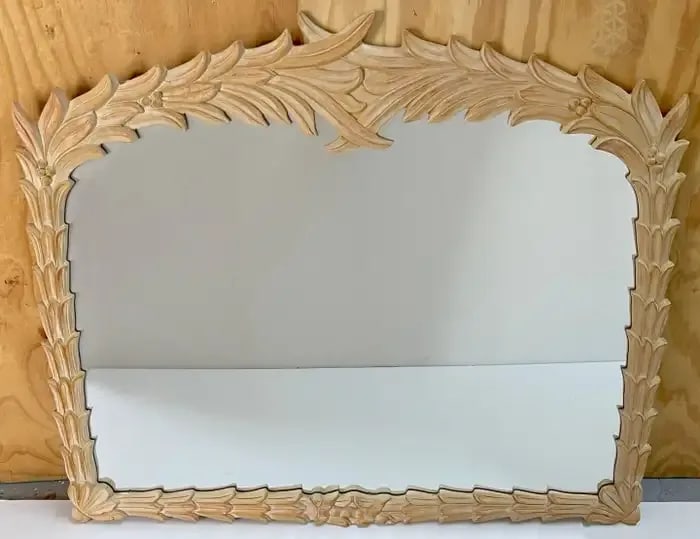 Late 20th Century Bleached Palmette Rectangular Mirror, in the Style of Serge Roche - 4