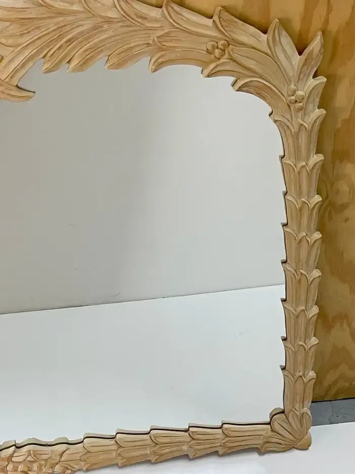 Late 20th Century Bleached Palmette Rectangular Mirror, in the Style of Serge Roche - 5