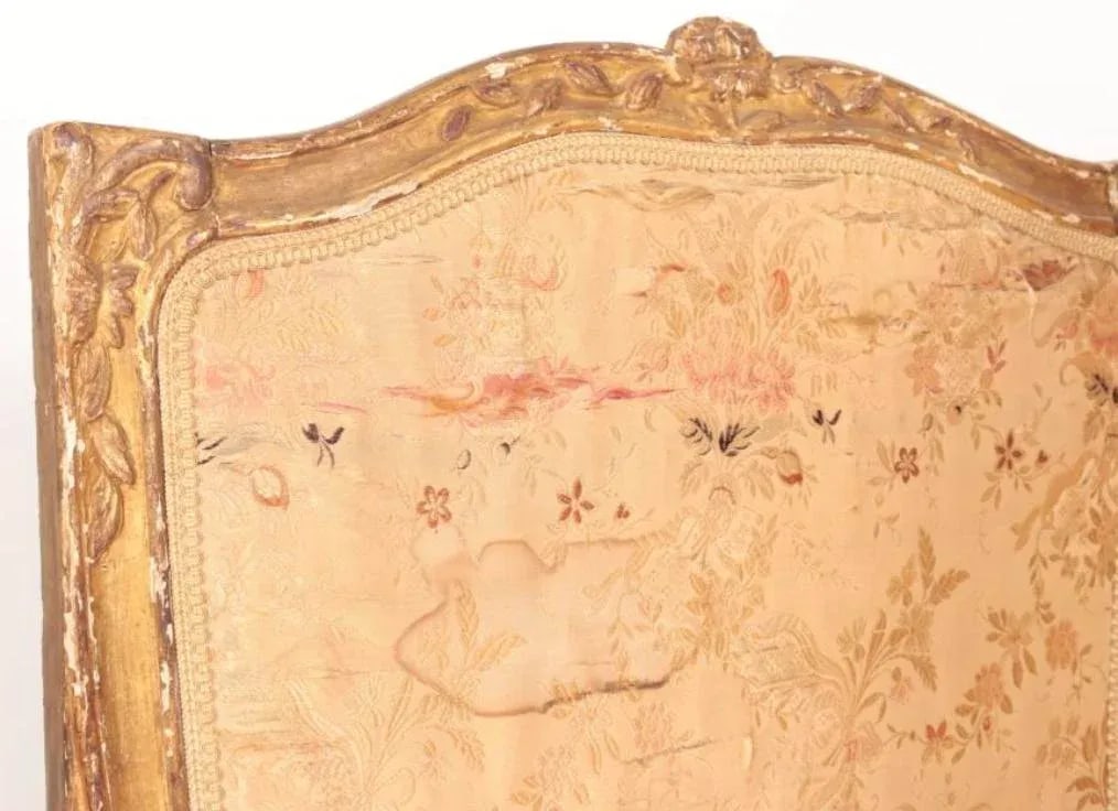 Louis XV Style 19th Century French 4-Panel Gilt Upholstered Vanity Screen Room Divider - 6