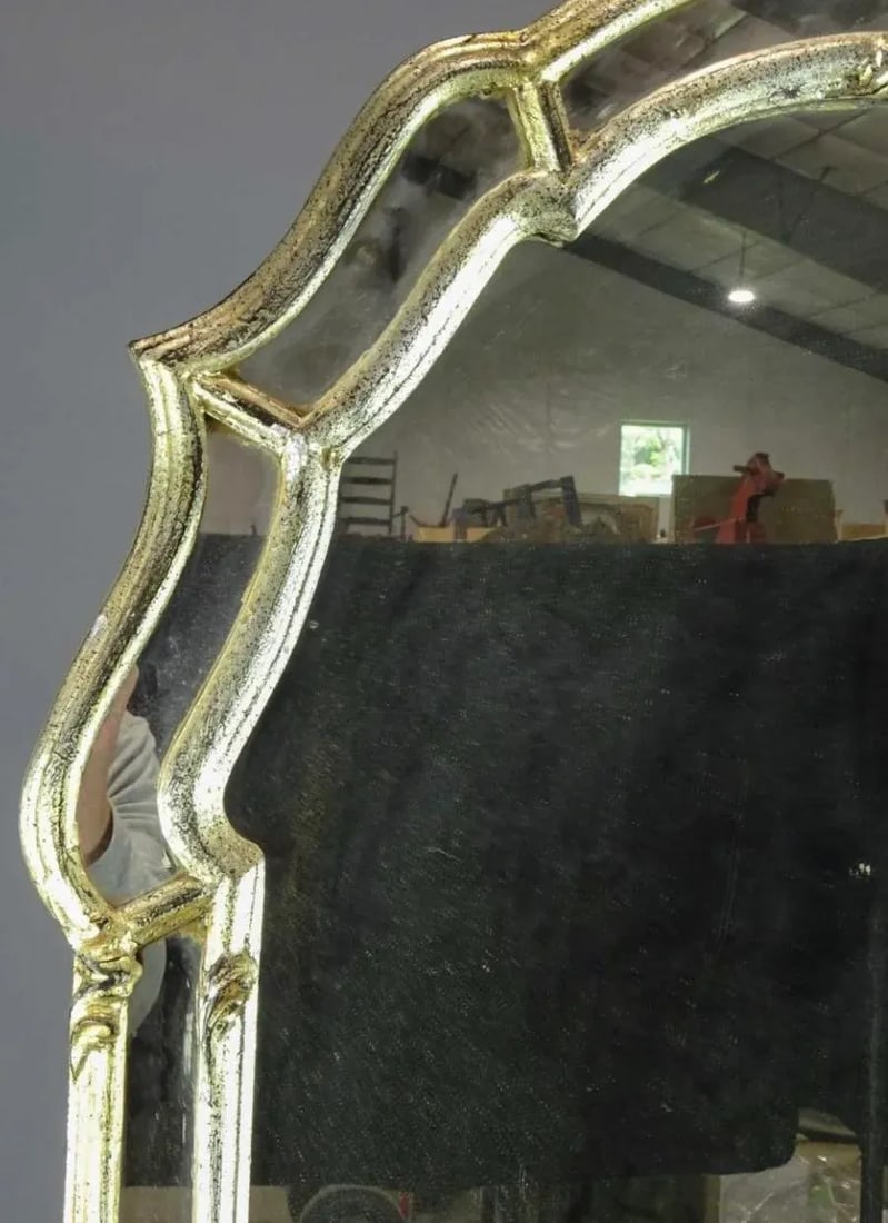 Vintage 1990s Venetian Style Silvered La Barge Mirror - 4